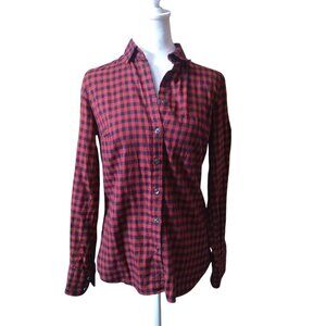 J. Crew The Perfect Shirt Red/Black Plaid Button Up Collared Top Women's XS